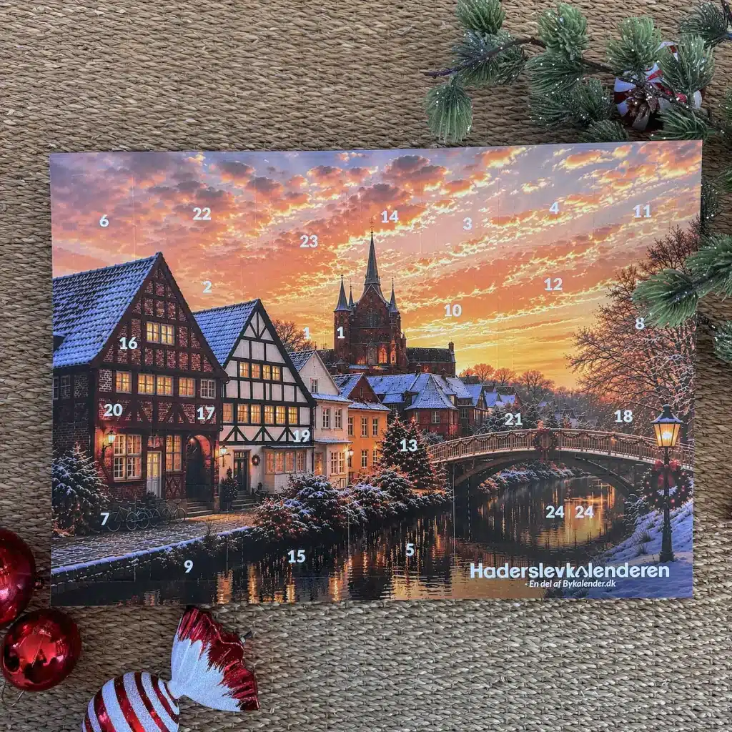Forsiden af Haderslevkalenderen julekalender med lokale motiver