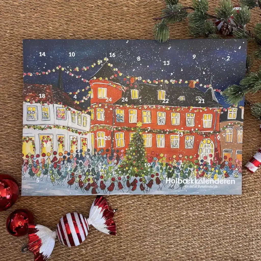 Forsiden af Holbækkalenderen julekalender med lokale motiver